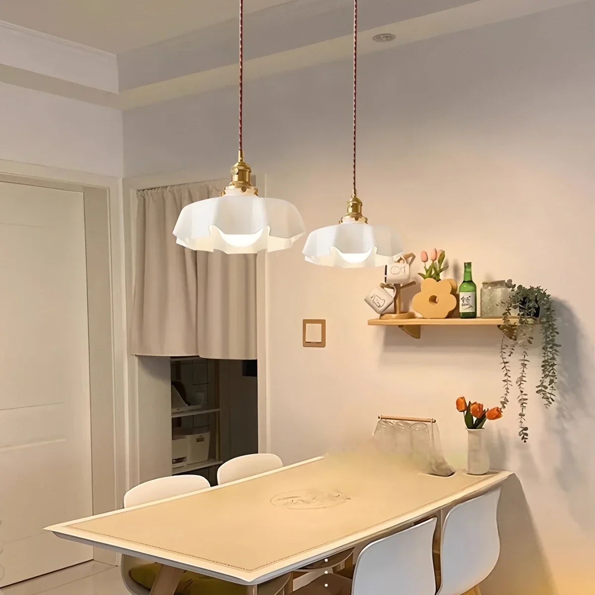 flairel Retro Coloured Glass Pendant Light for Kitchen