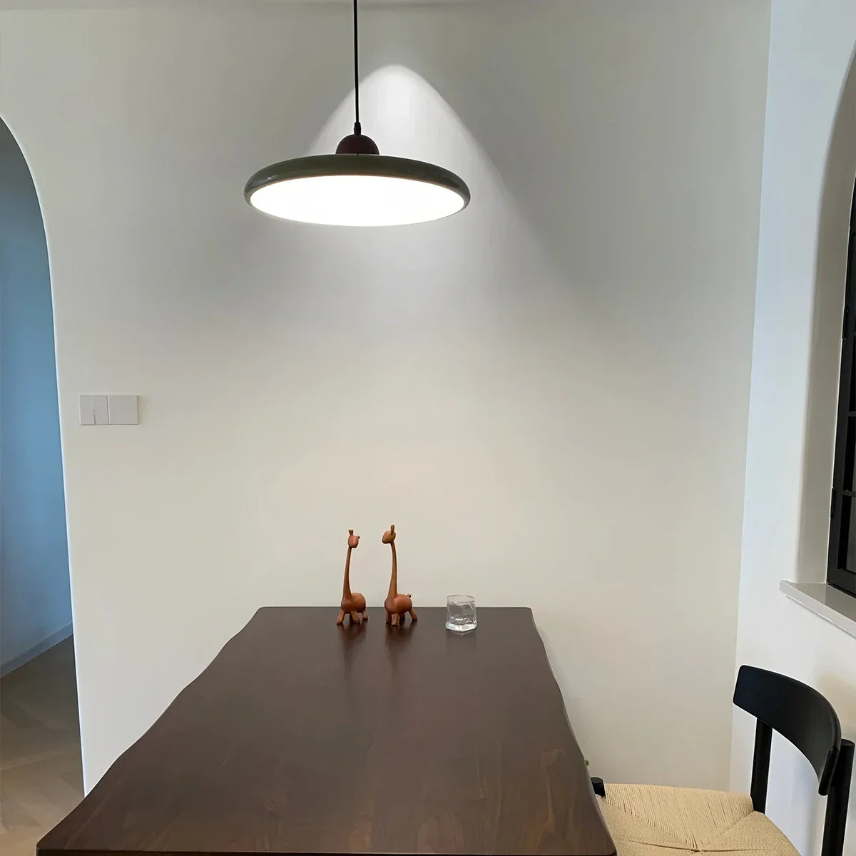 flairel Retro Walnut Color Round UFO Pendant Light