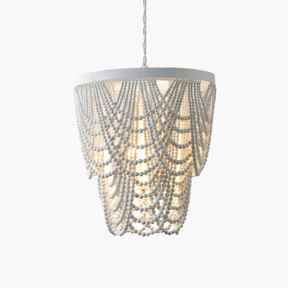 flairel Retro Wooden Bead Chandelier for Dining Room