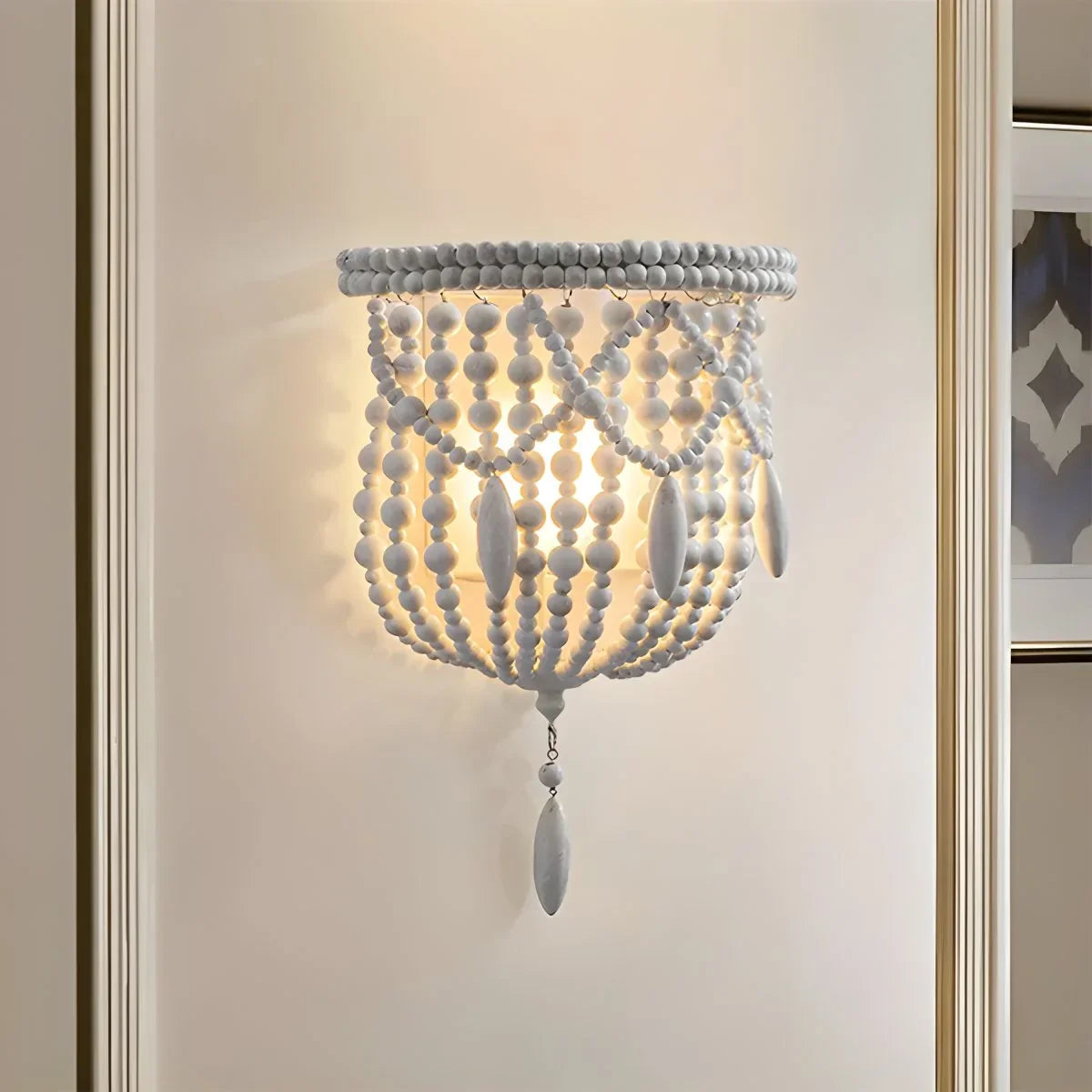 flairel Retro Wooden Bead Chandelier for Dining Room