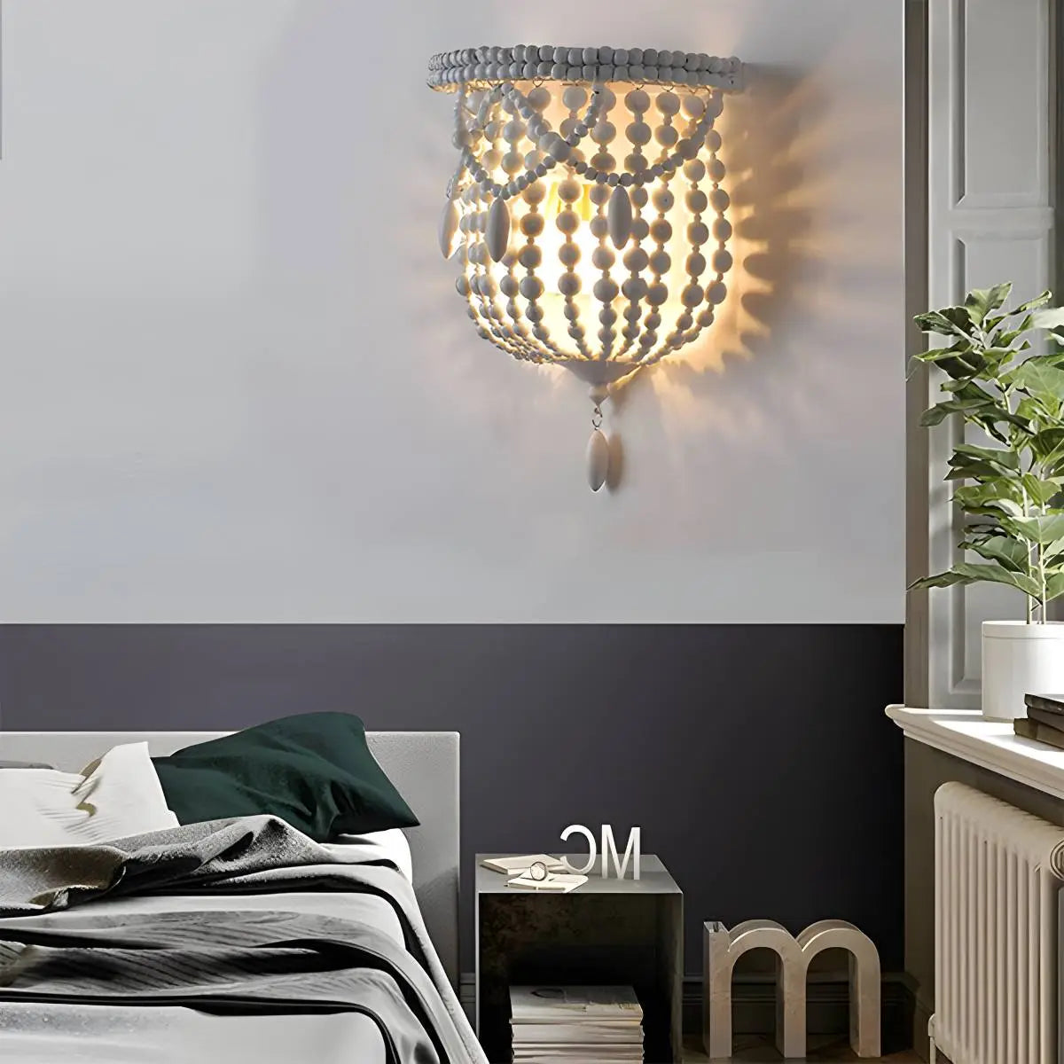 flairel Retro Wooden Bead Chandelier for Dining Room