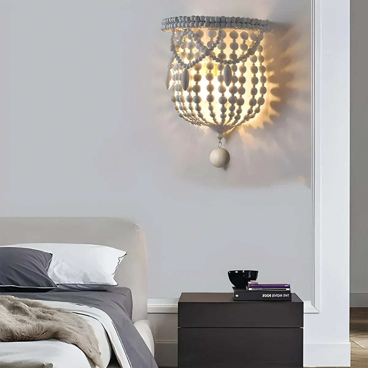 flairel Retro Wooden Bead Chandelier for Dining Room