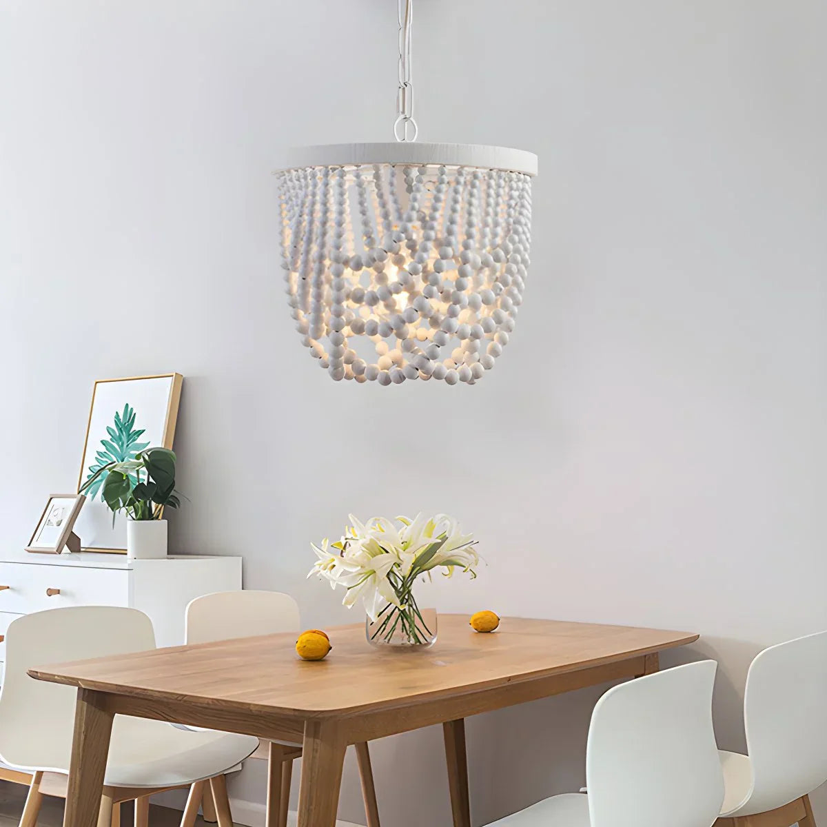 flairel Retro Wooden Bead Chandelier for Dining Room
