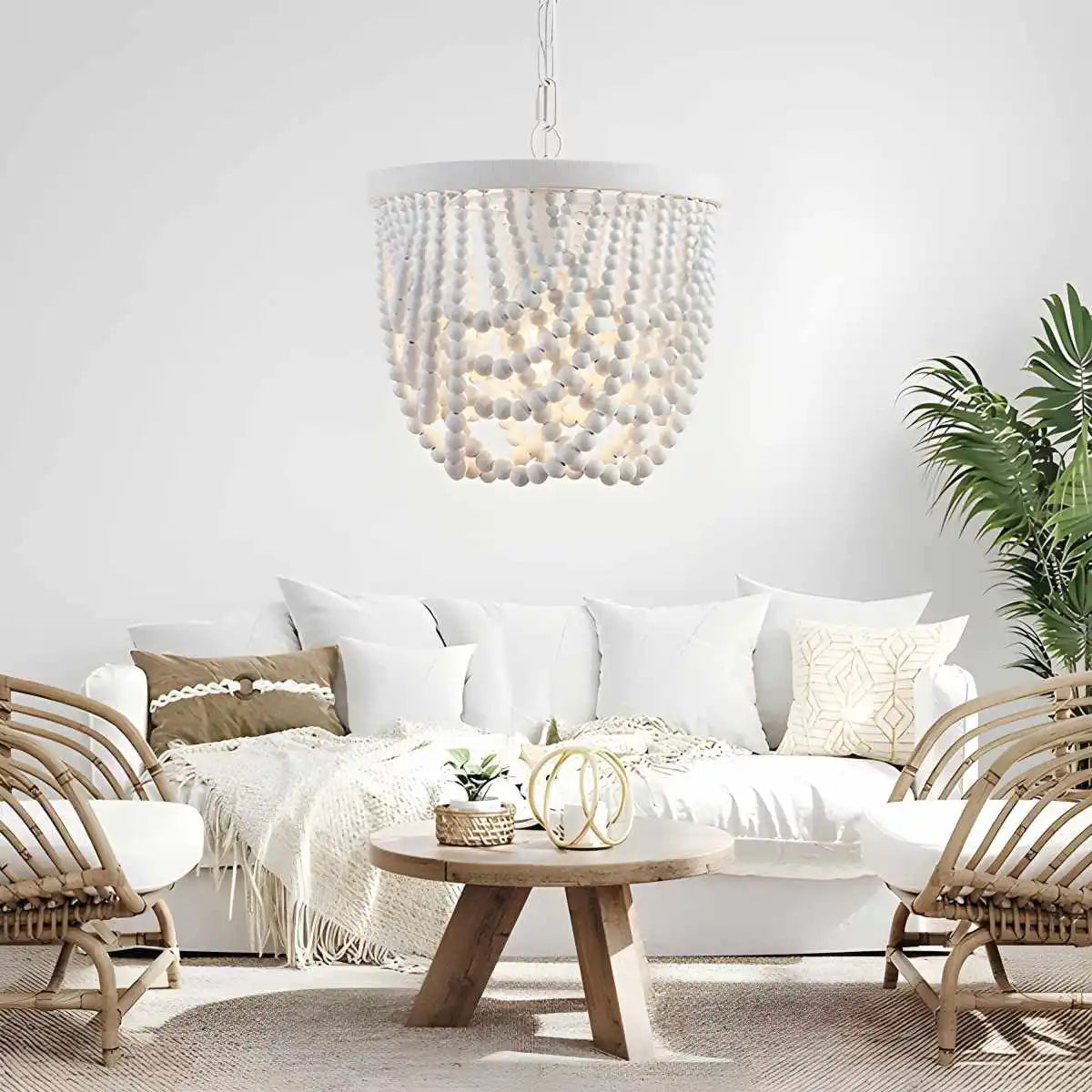 flairel Retro Wooden Bead Chandelier for Dining Room