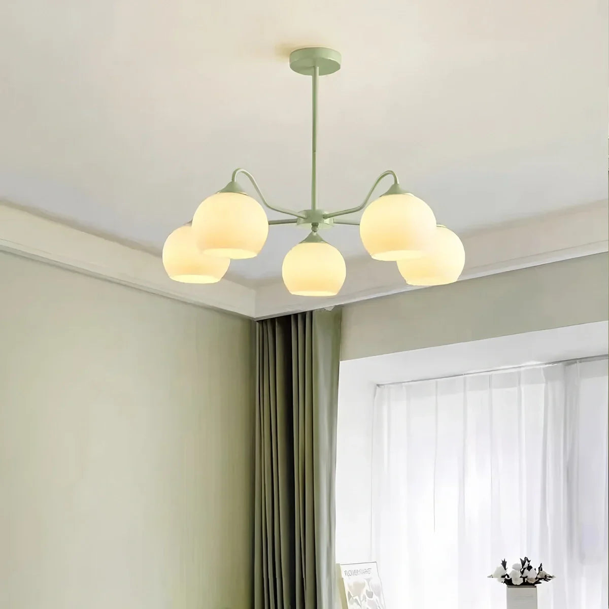 flairel Ribbed Glass Matcha Chandelier