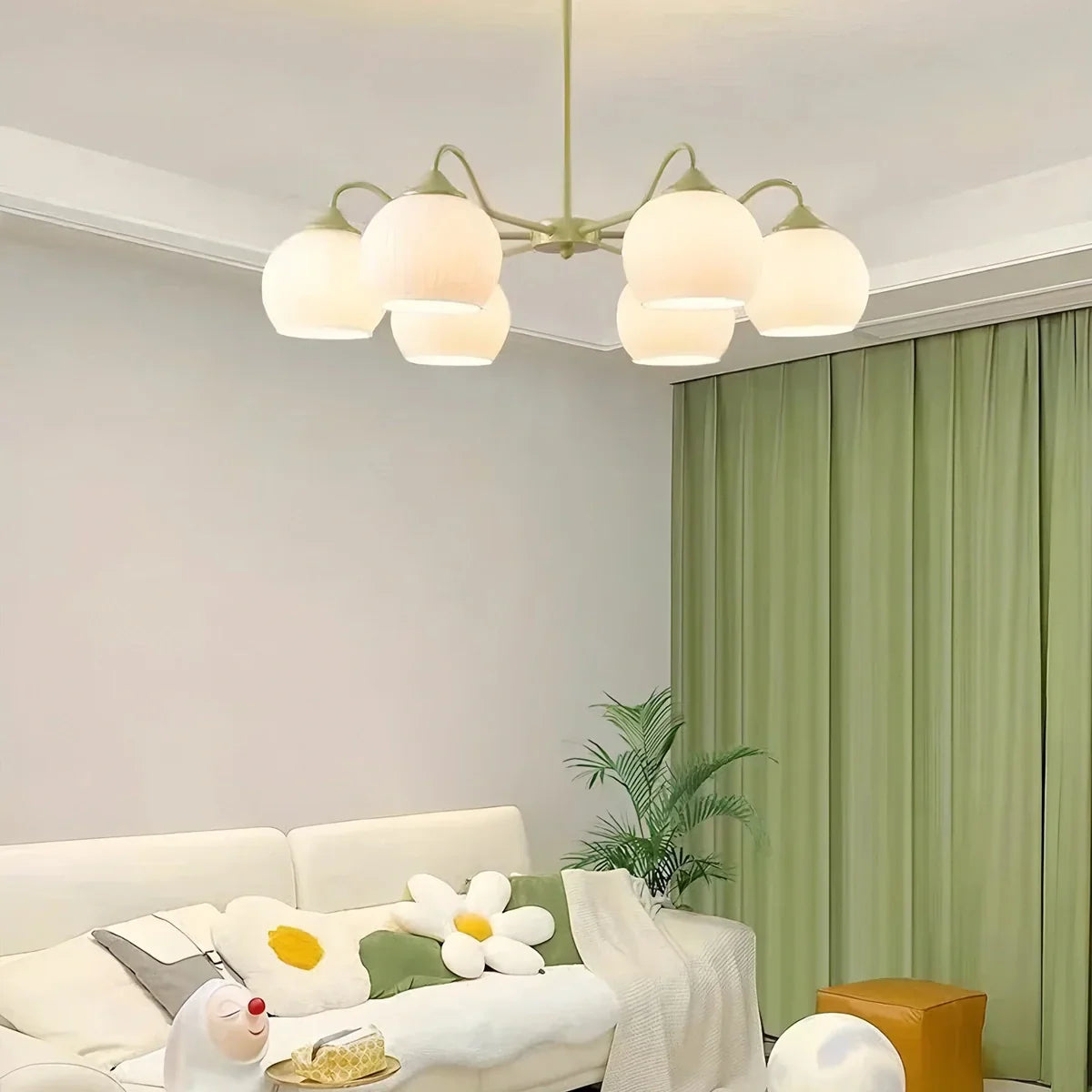 flairel Ribbed Glass Matcha Chandelier