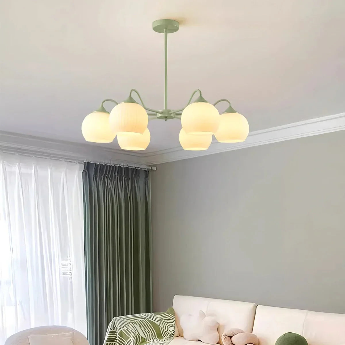 flairel Ribbed Glass Matcha Chandelier