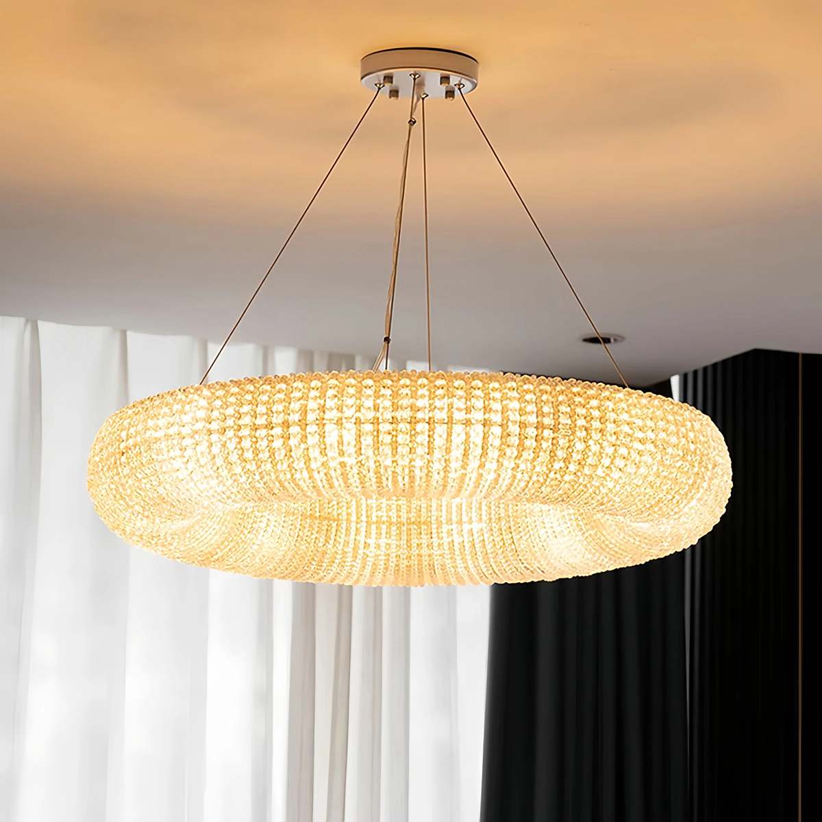 flairel Riddle Round Crystal Led Ring Chandelier
