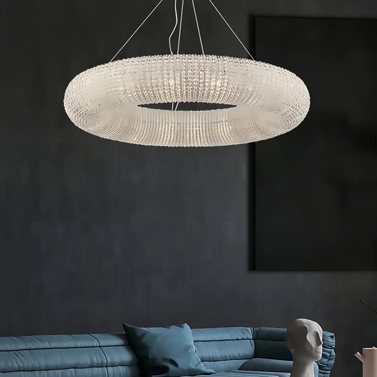 flairel Riddle Round Crystal Led Ring Chandelier