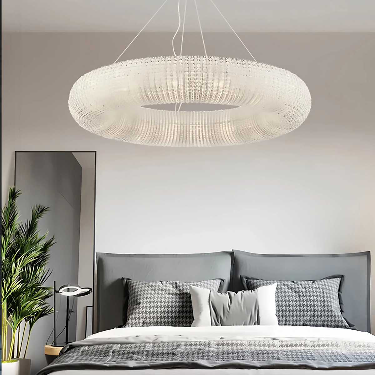 flairel Riddle Round Crystal Led Ring Chandelier