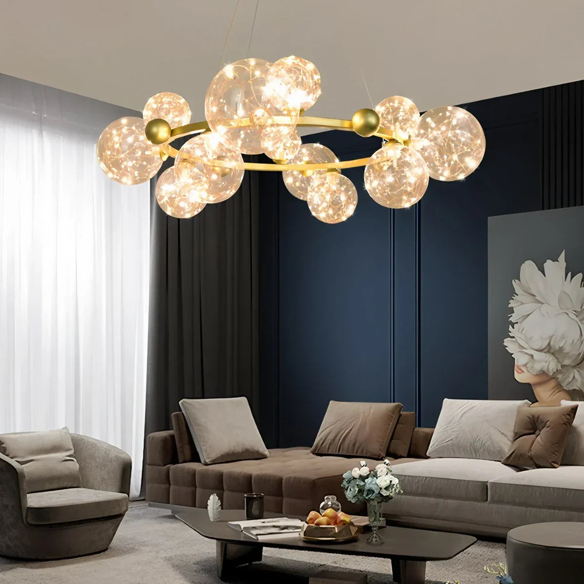 flairel Robina Bubble Glass Chandelier for Living Room