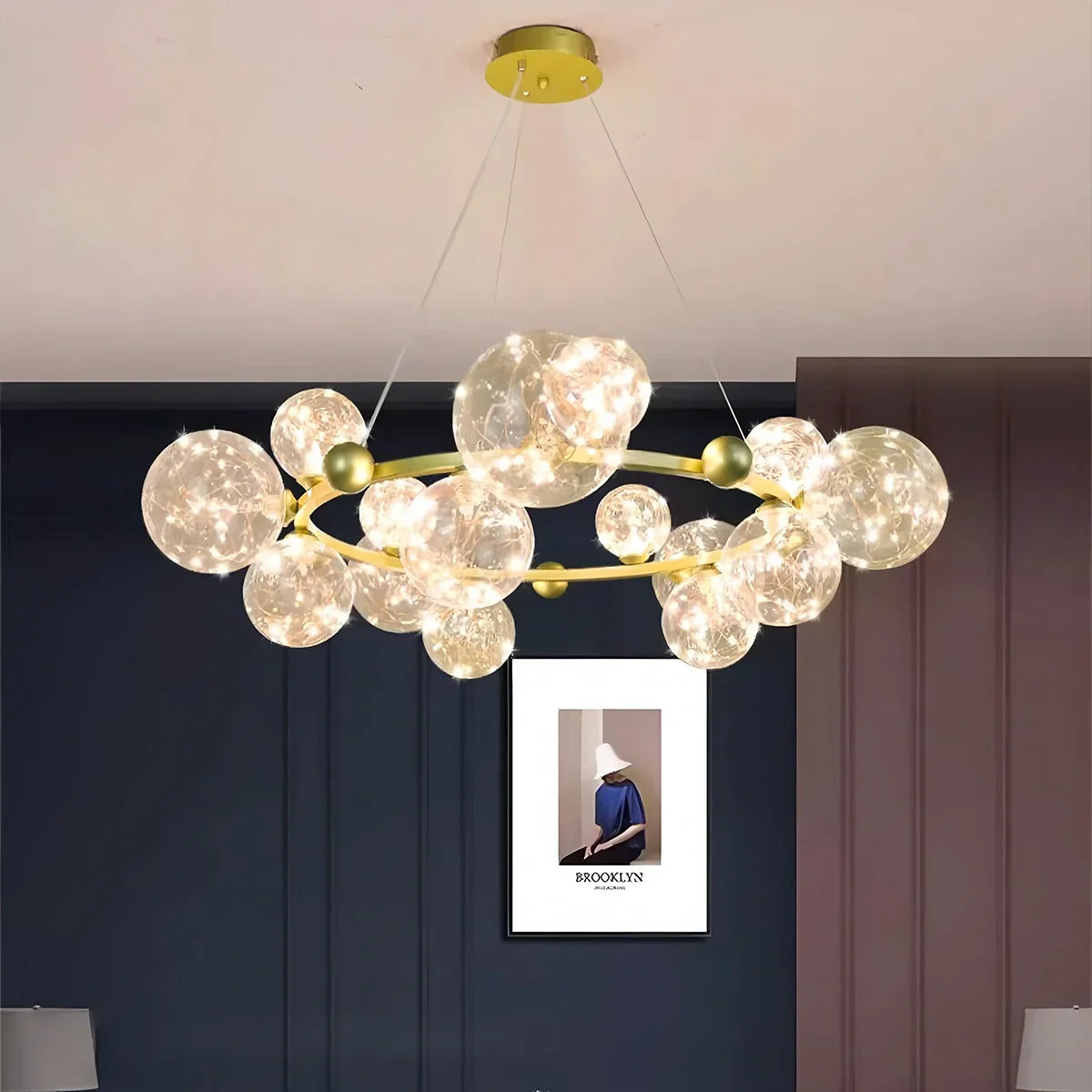 flairel Robina Bubble Glass Chandelier for Living Room