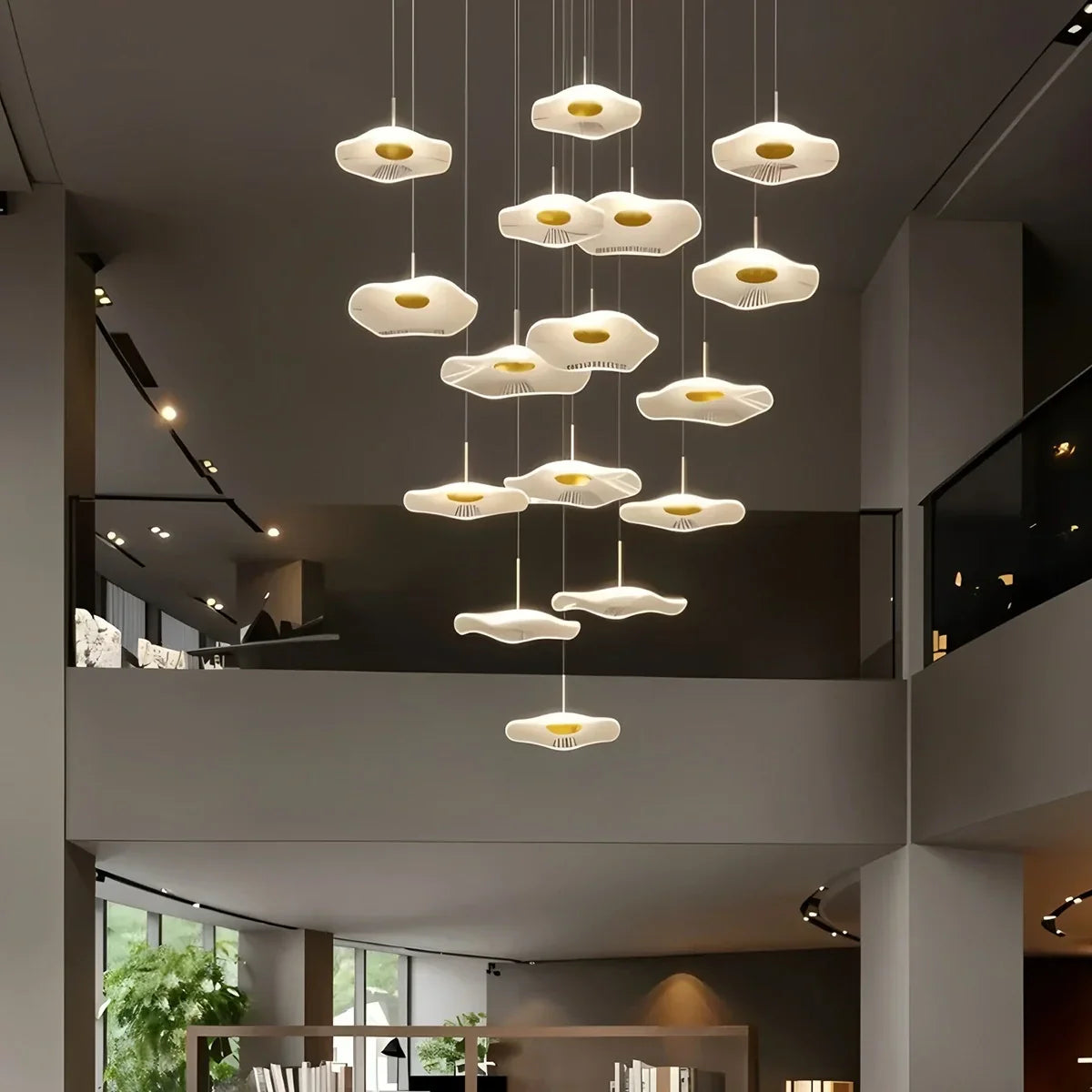 flairel Rotasu Lotus Leaf Staircase Chandelier