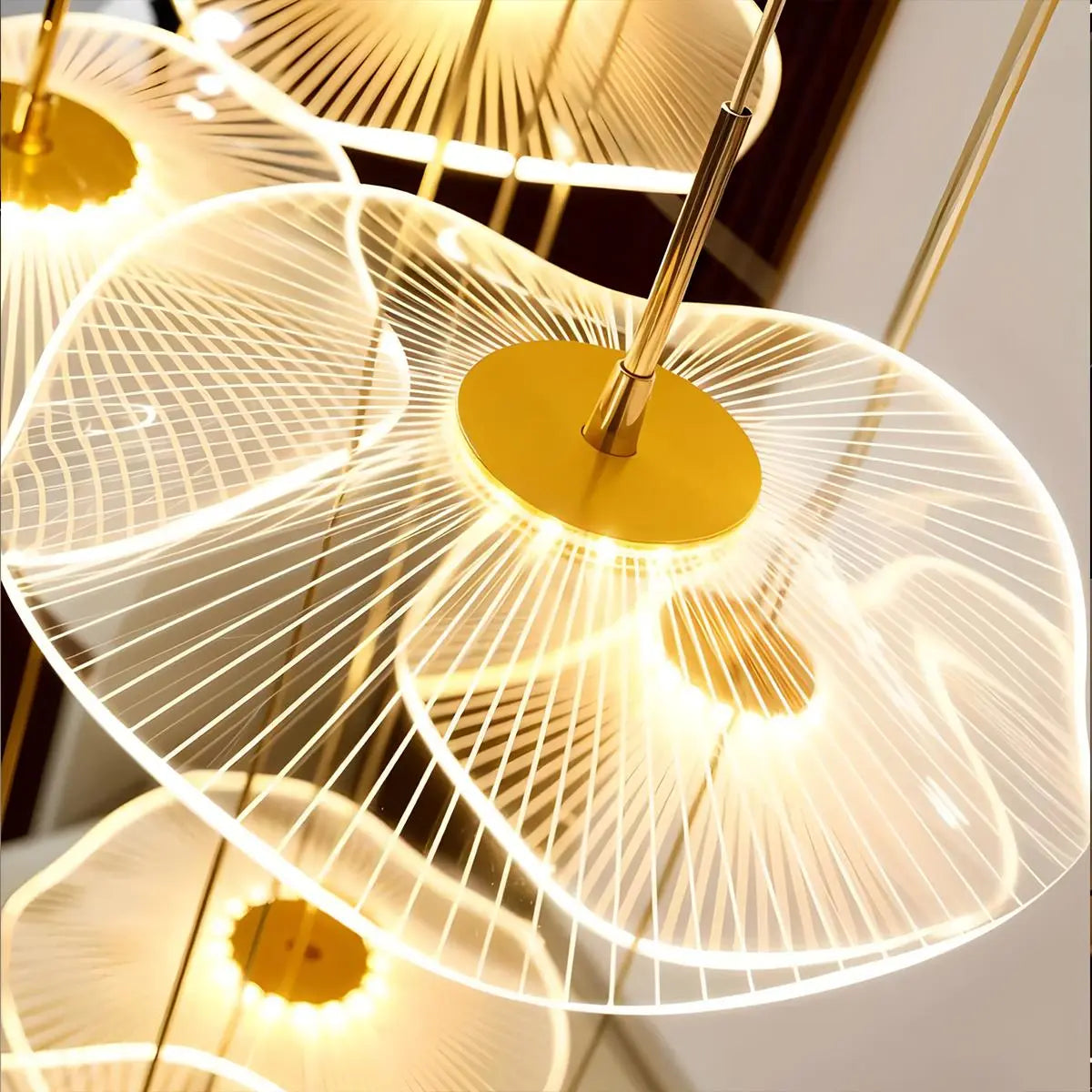 flairel Rotasu Lotus Leaf Staircase Chandelier