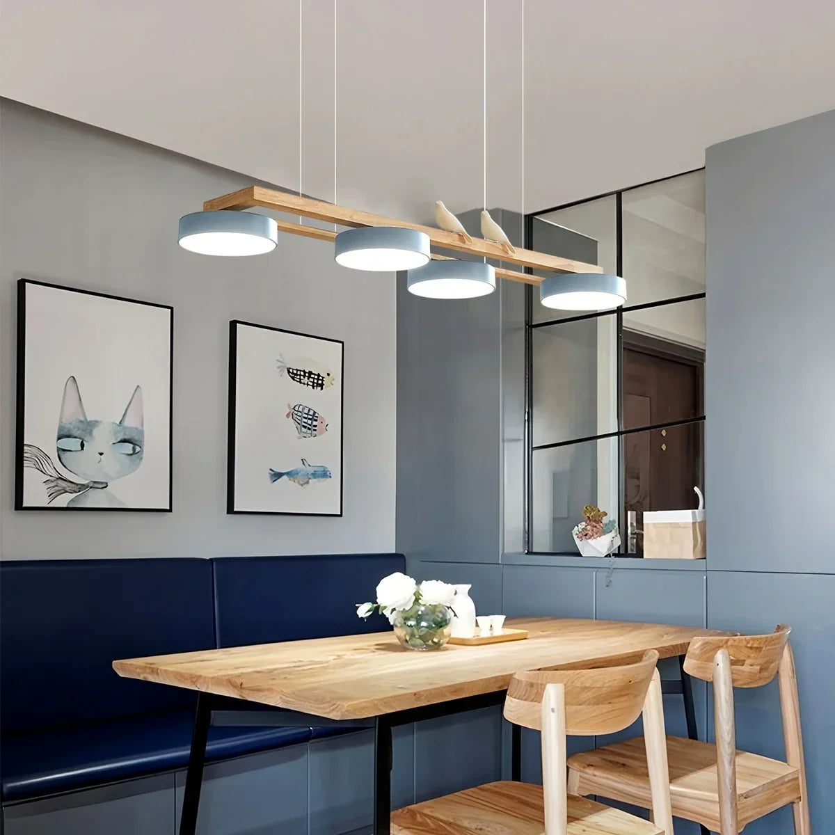 flairel Sienna Bird Long Chandelier for Dining Room