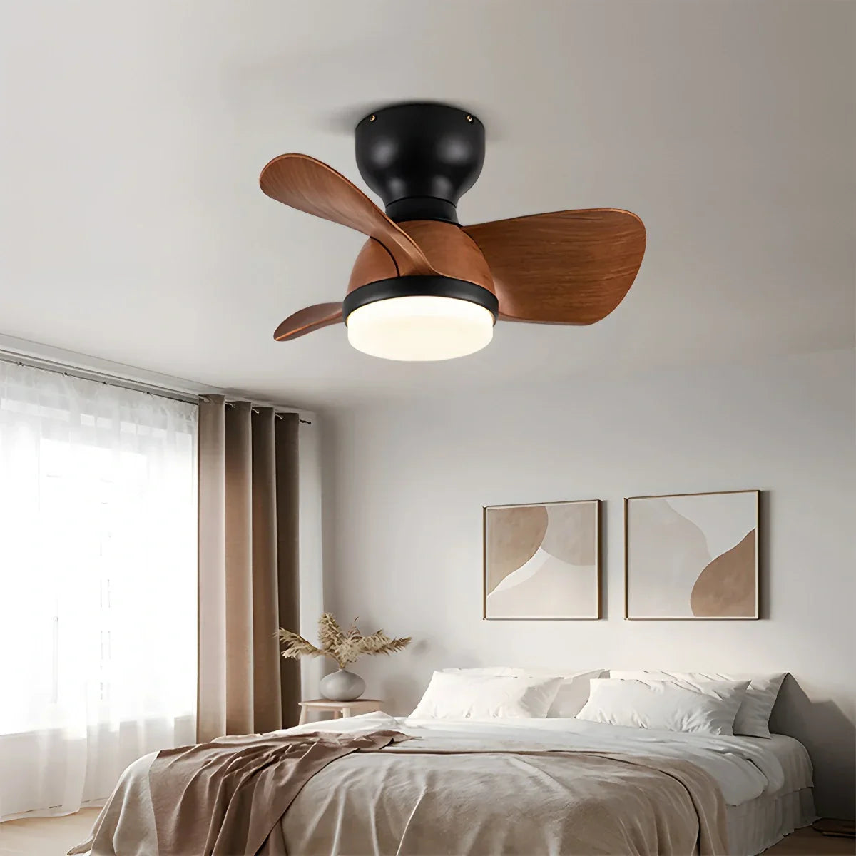 flairel Small Flush Mount Ceiling Fan with Light