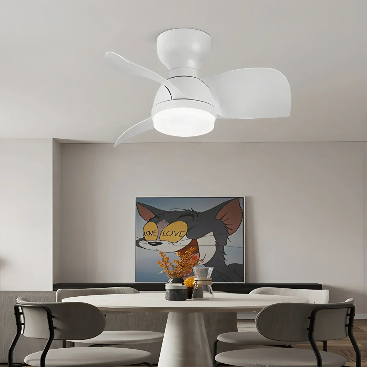 flairel Small Flush Mount Ceiling Fan with Light