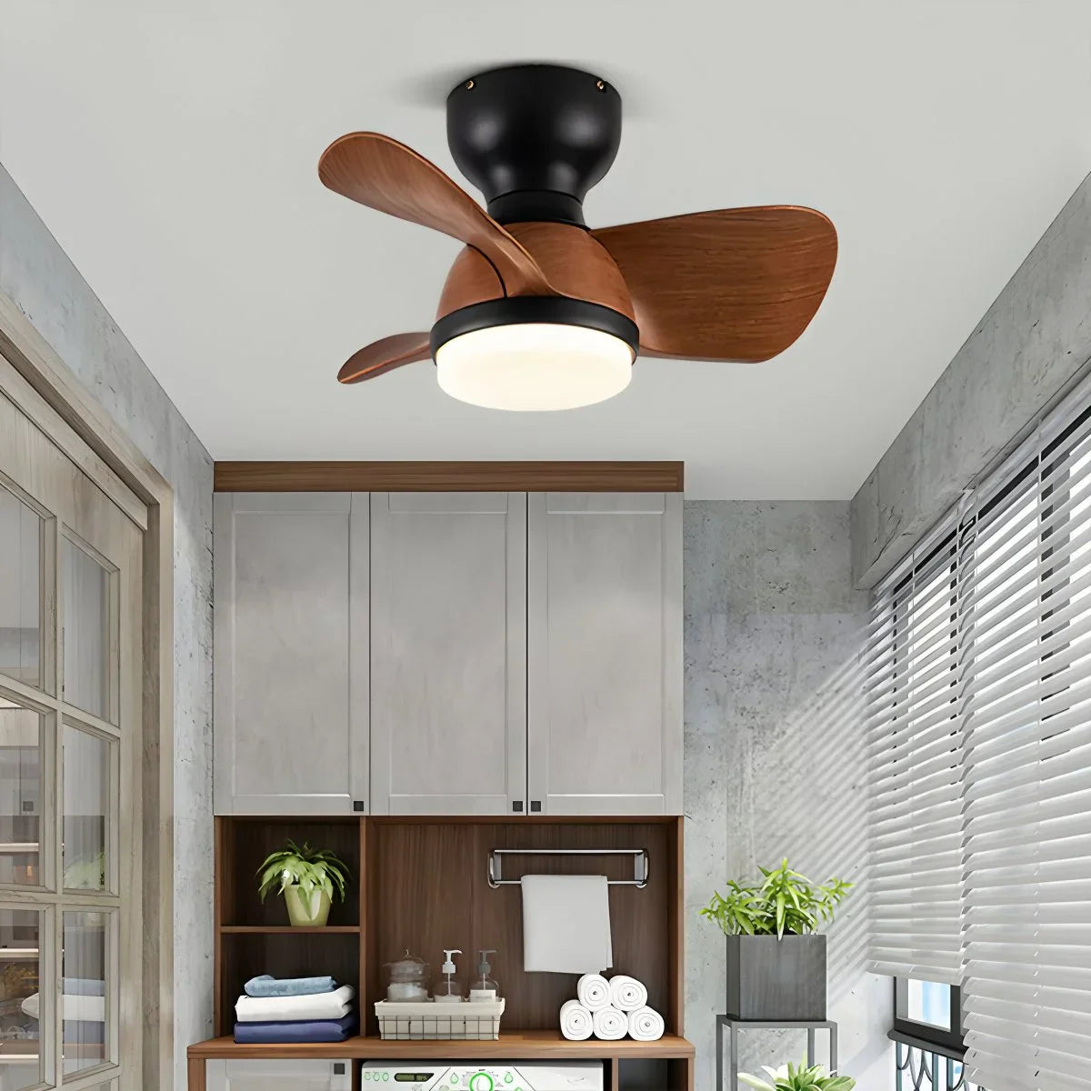 flairel Small Flush Mount Ceiling Fan with Light