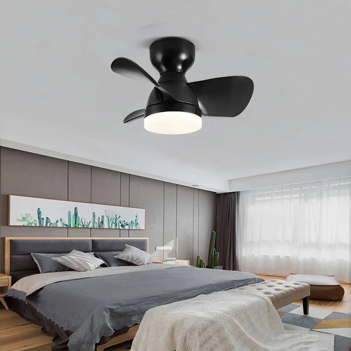 flairel Small Flush Mount Ceiling Fan with Light