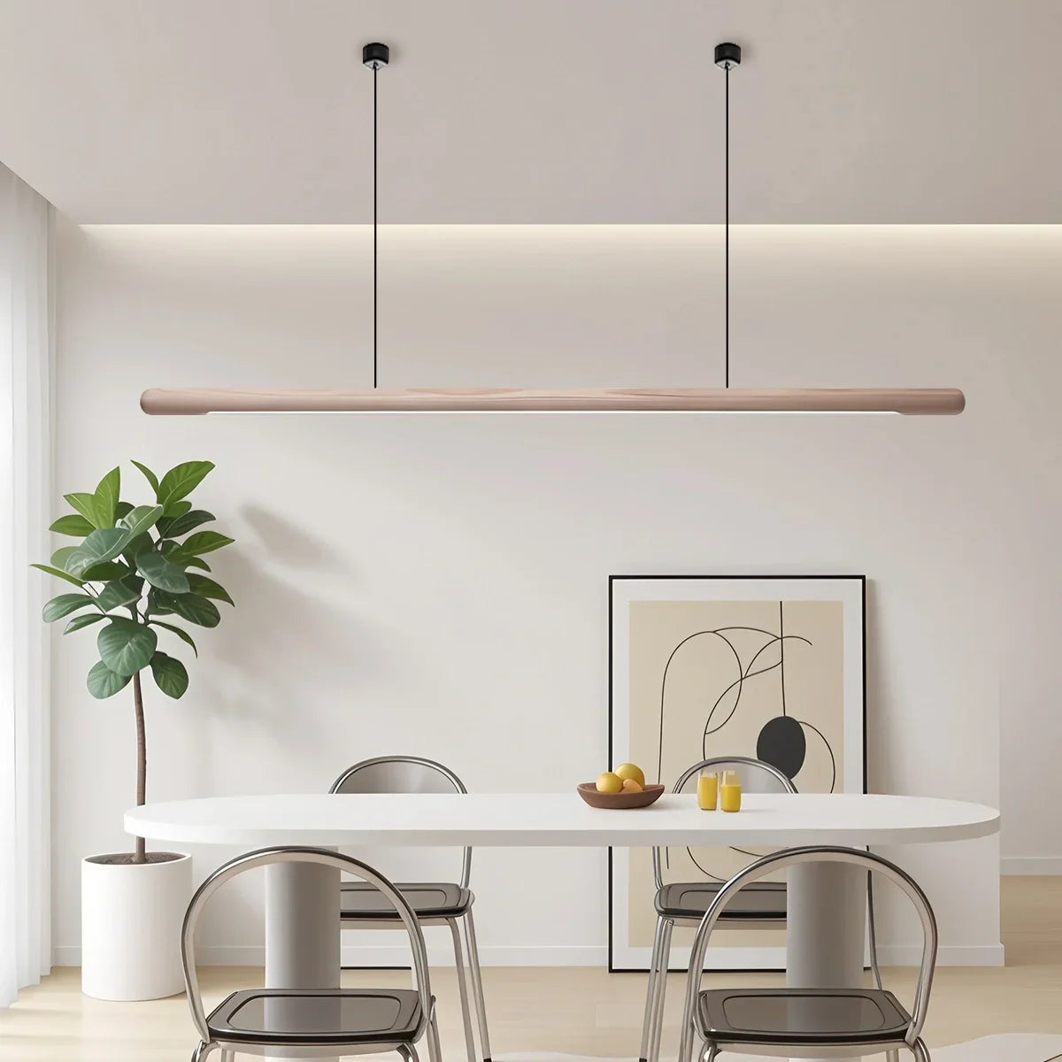 flairel Svelte Wood Linear Pendant Light for Kitchen