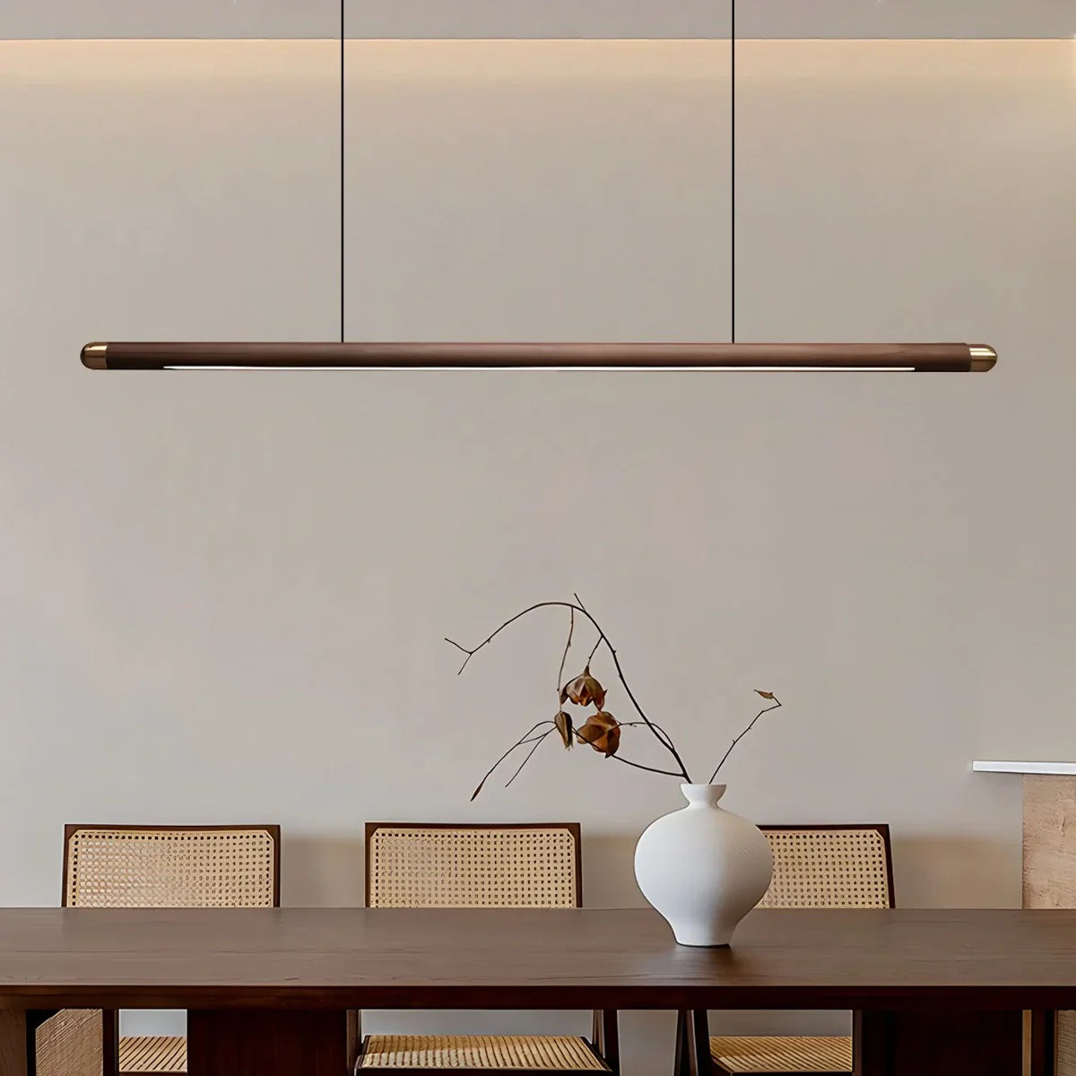 flairel Svelte Wood Linear Pendant Light for Kitchen