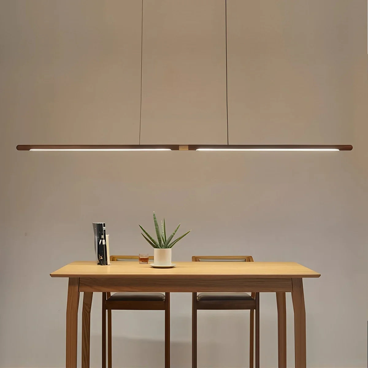 flairel Svelte Wood Linear Pendant Light for Kitchen