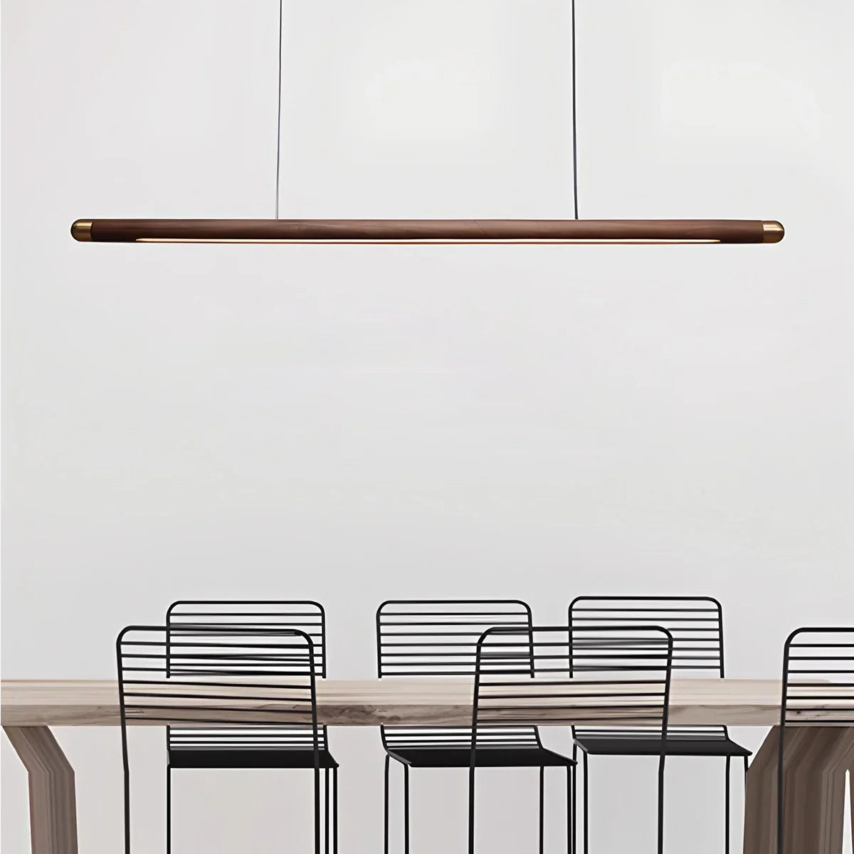 flairel Svelte Wood Linear Pendant Light for Kitchen