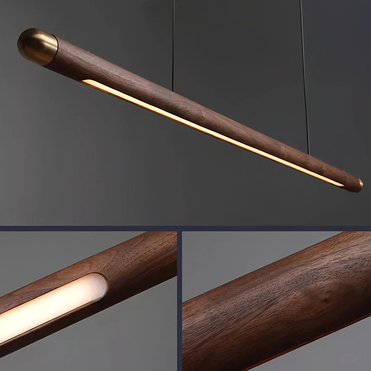 flairel Svelte Wood Linear Pendant Light for Kitchen