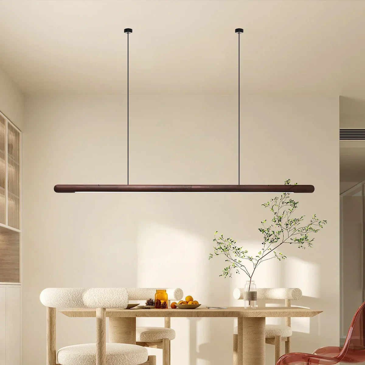 flairel Svelte Wood Linear Pendant Light for Kitchen
