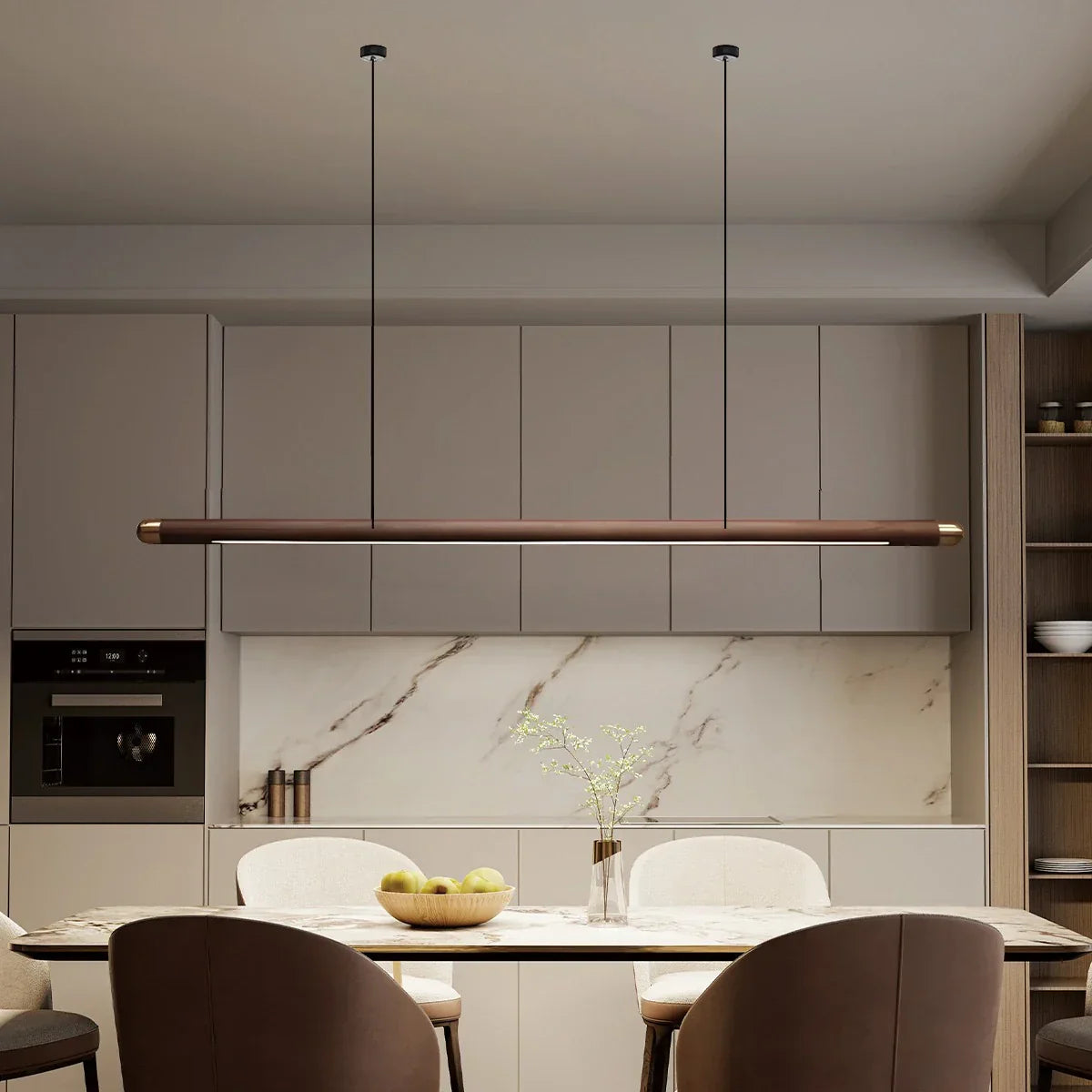 flairel Svelte Wood Linear Pendant Light for Kitchen