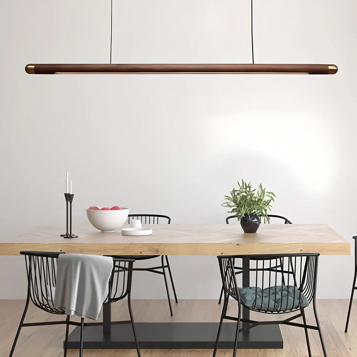 flairel Svelte Wood Linear Pendant Light for Kitchen