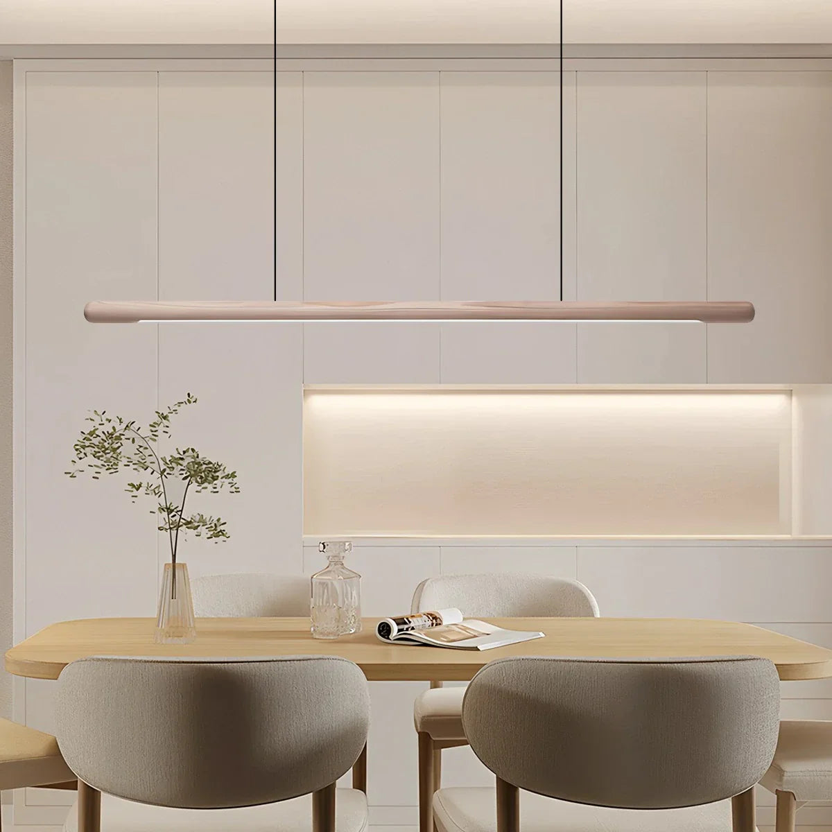 flairel Svelte Wood Linear Pendant Light for Kitchen