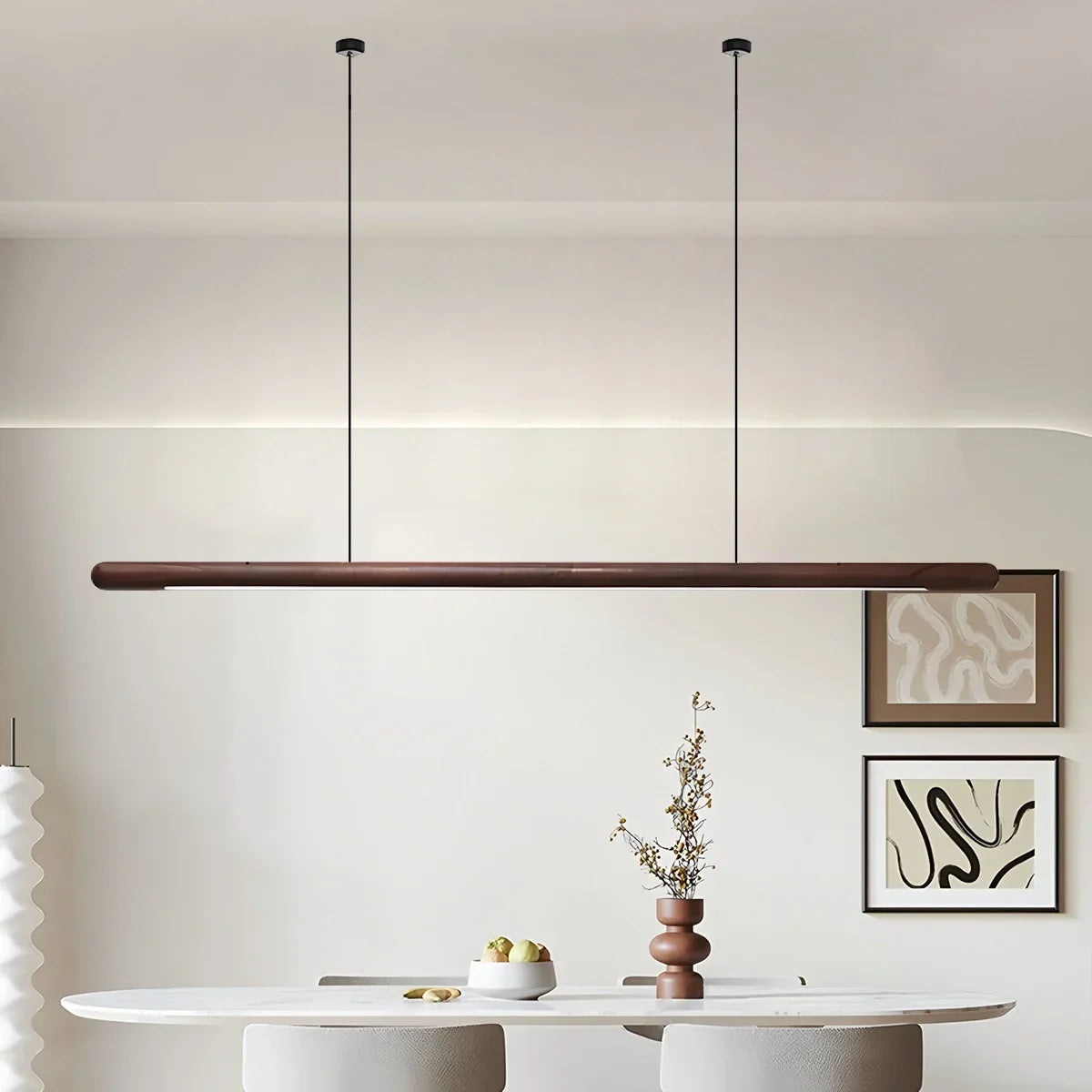 flairel Svelte Wood Linear Pendant Light for Kitchen