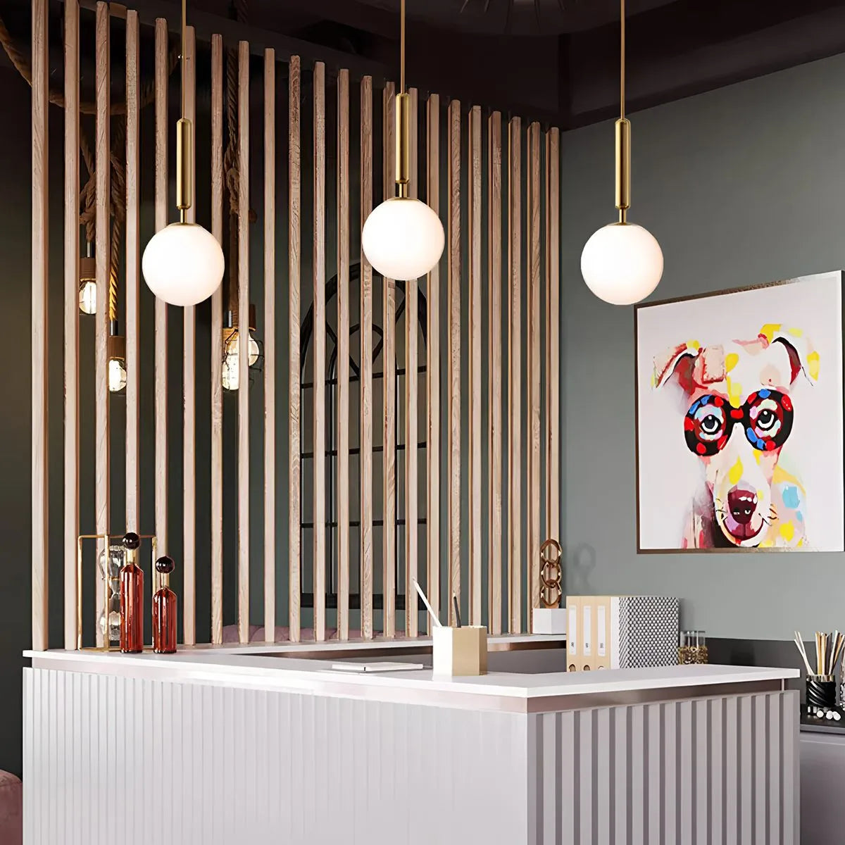 flairel Temen Globe Glass Pendant Light for Kitchen Island