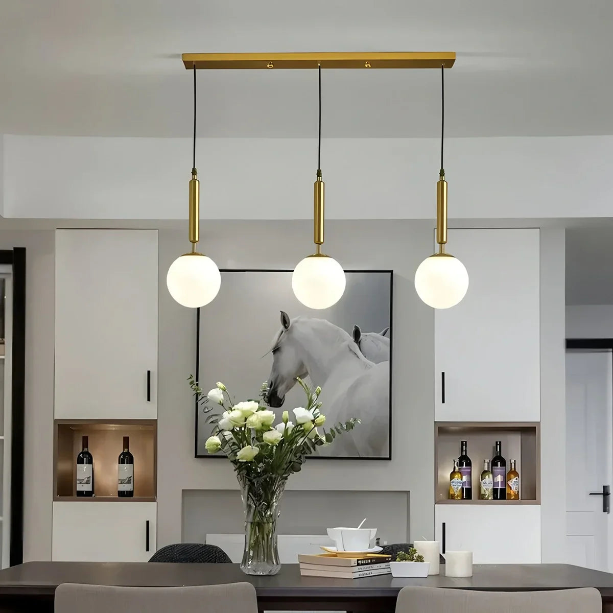flairel Temen Globe Glass Pendant Light for Kitchen Island