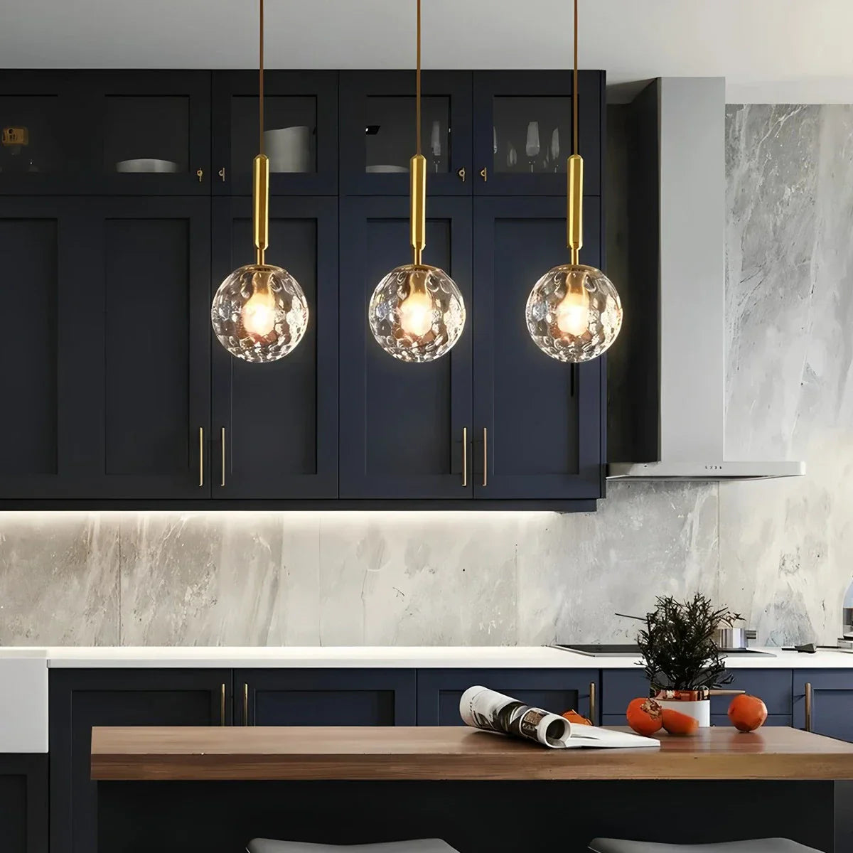 flairel Temen Globe Glass Pendant Light for Kitchen Island