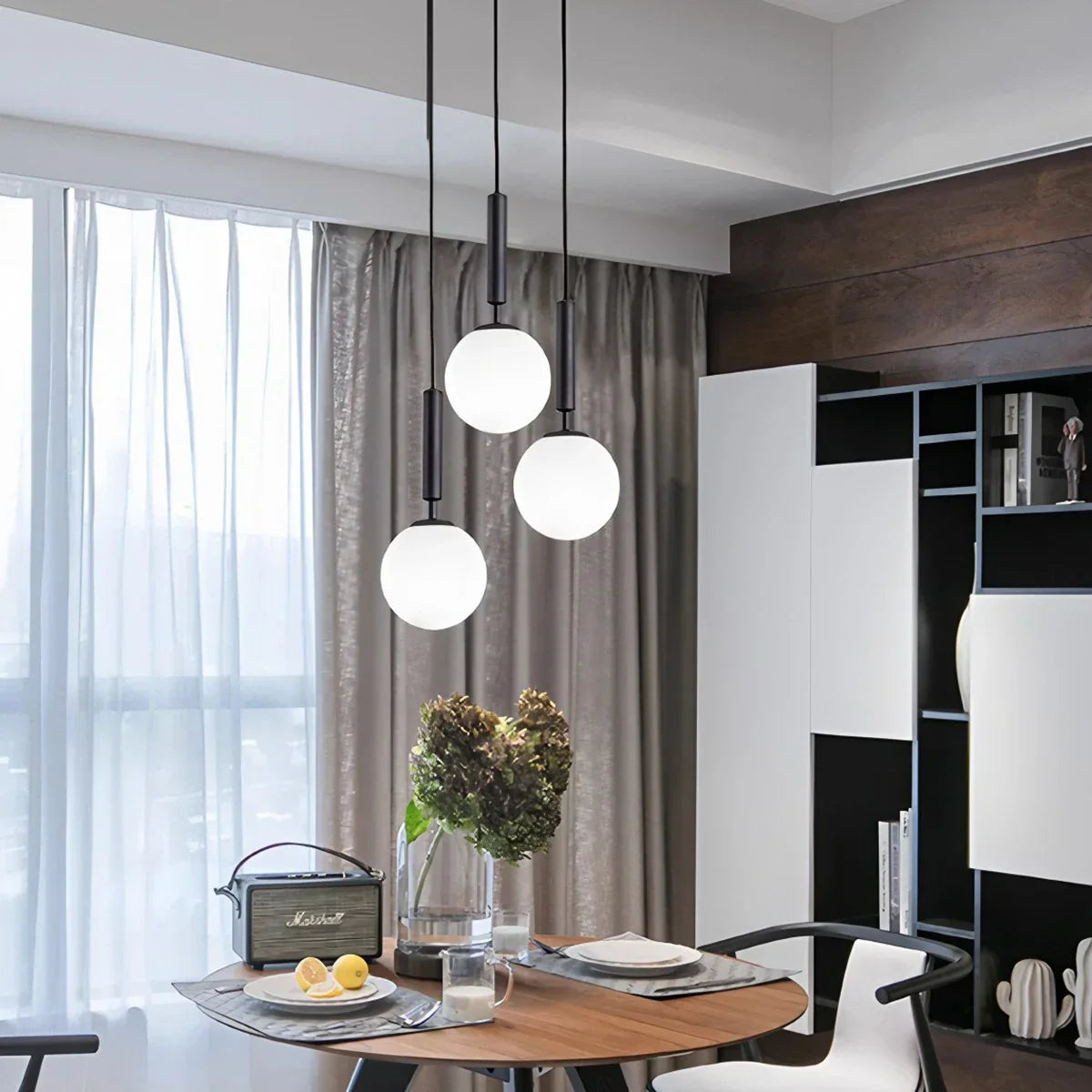flairel Temen Globe Glass Pendant Light for Kitchen Island