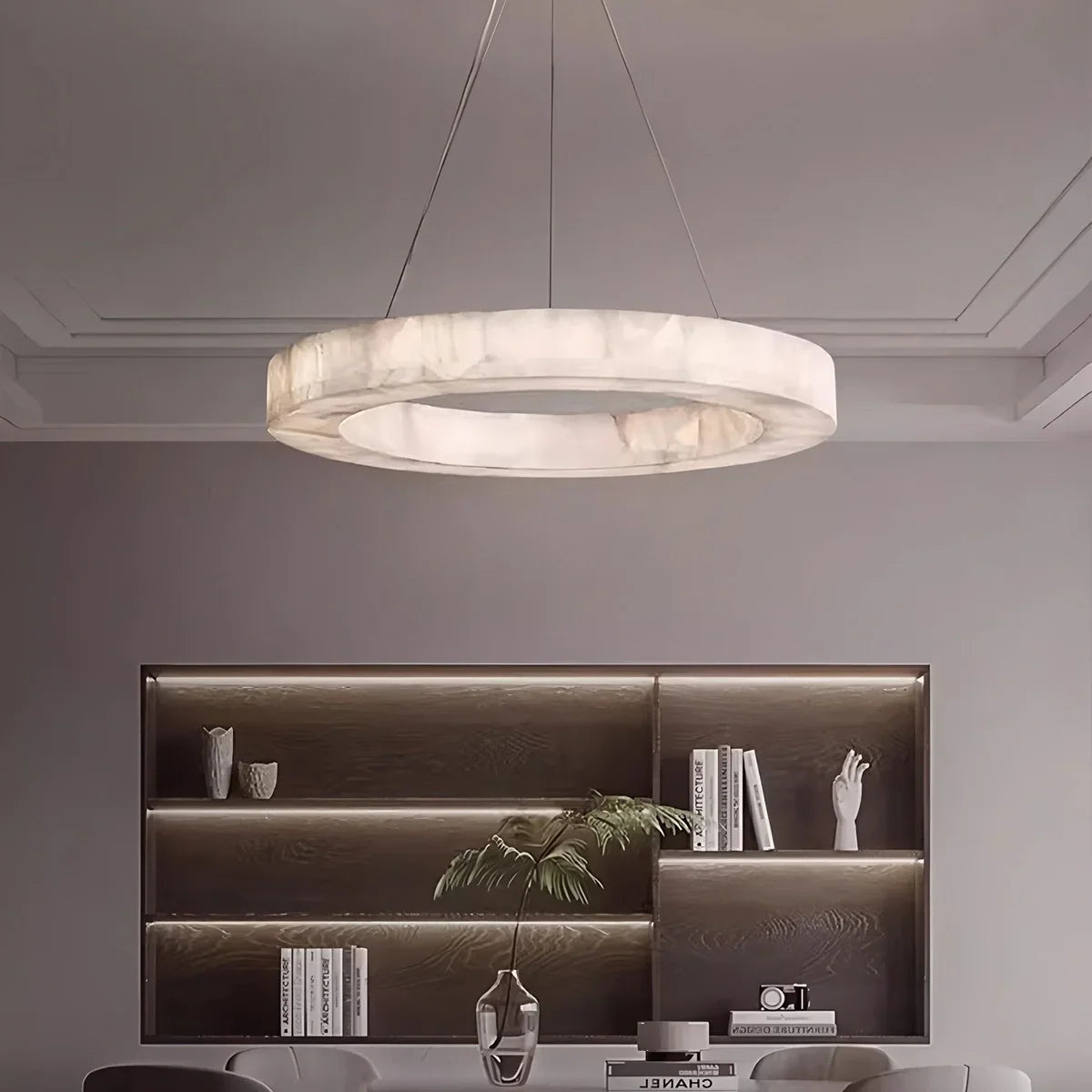 flairel Teva Round Spanish Alabaster Chandelier for Living Room