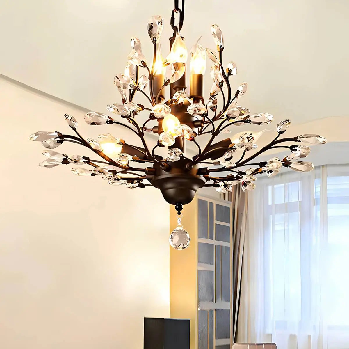 flairel Tree Branch Crystal Chandelier for Living Room