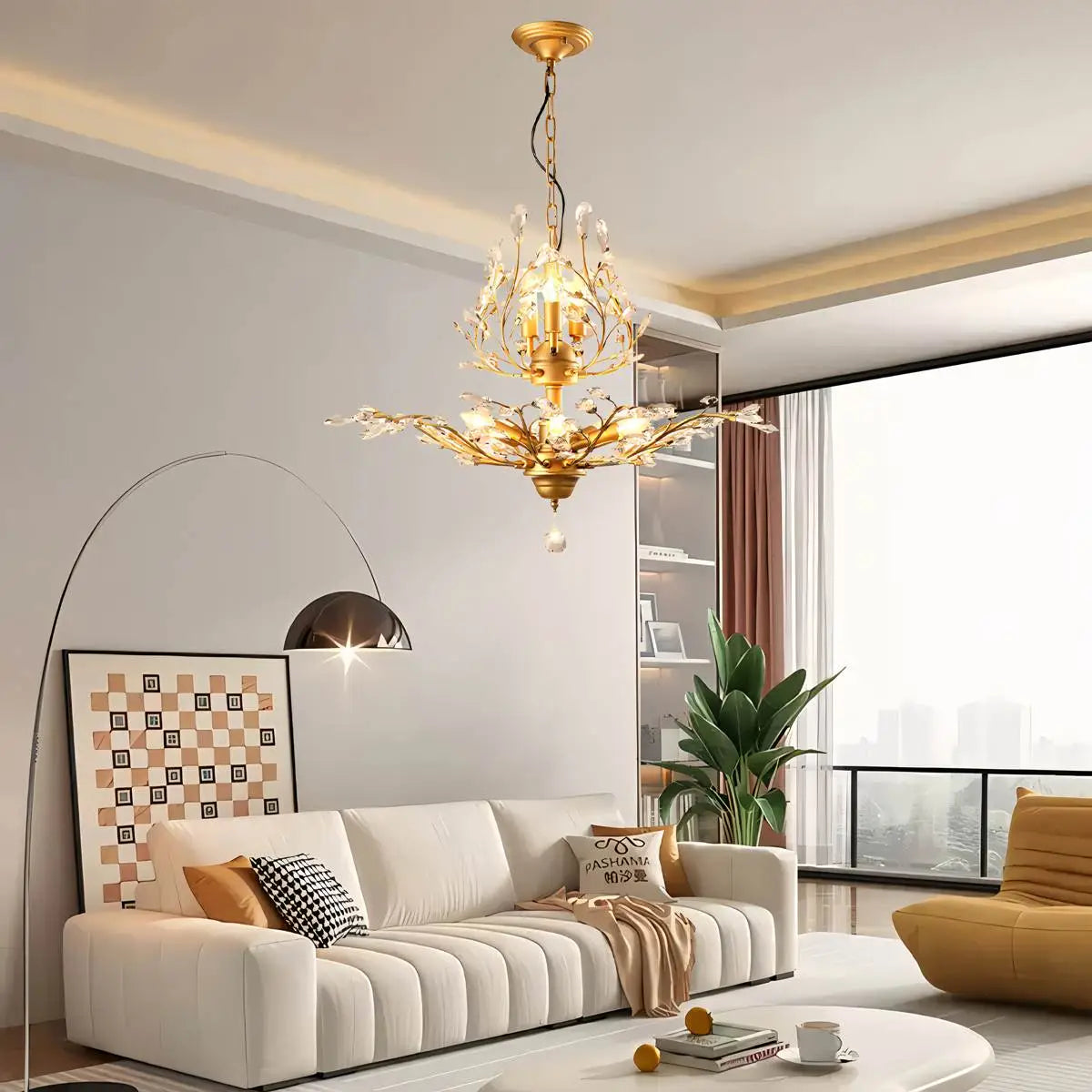 flairel Tree Branch Crystal Chandelier for Living Room