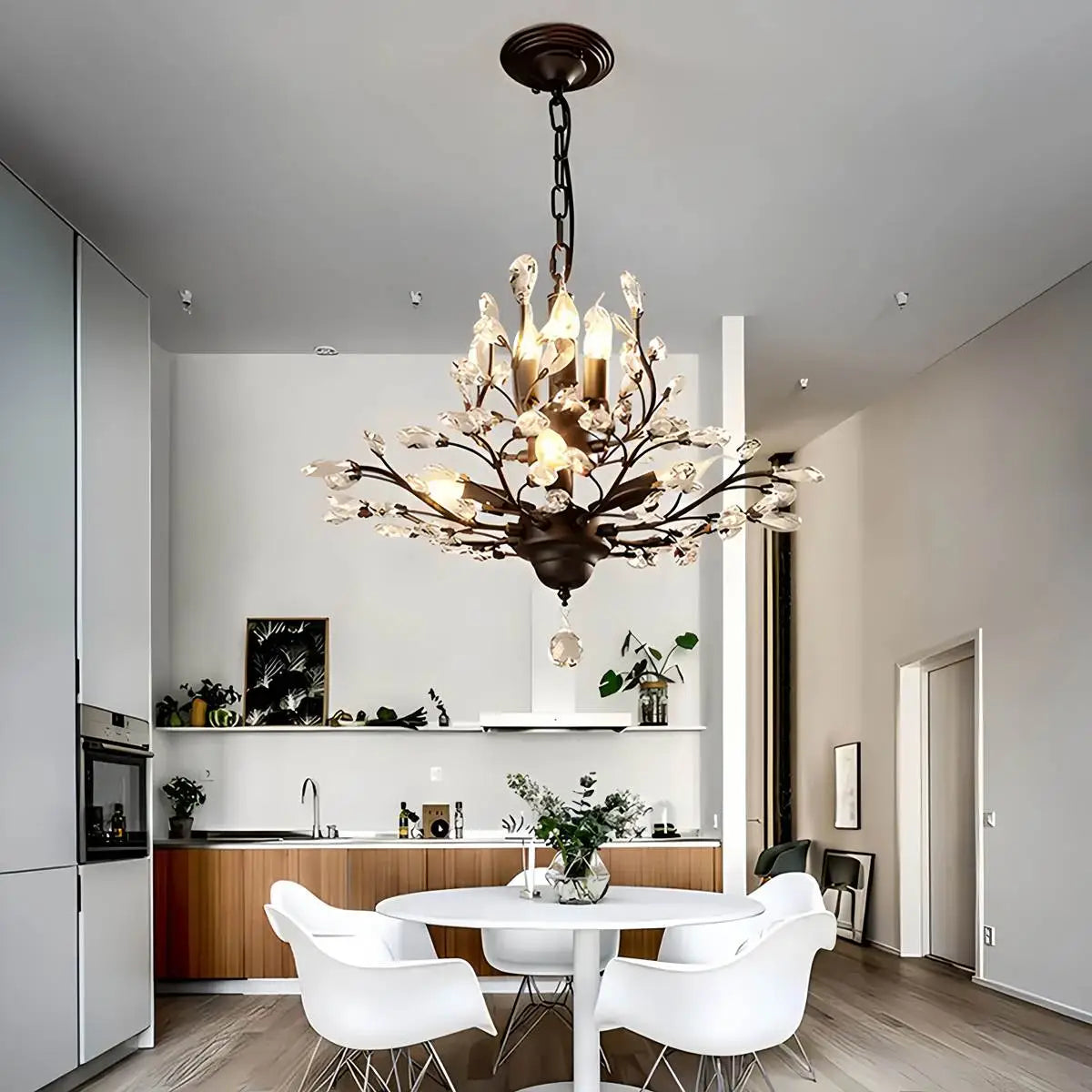 flairel Tree Branch Crystal Chandelier for Living Room