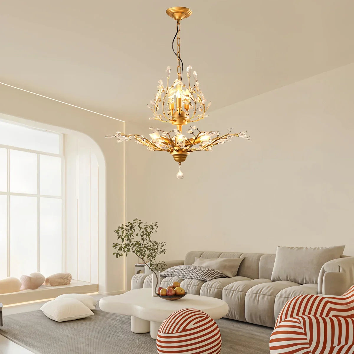 flairel Tree Branch Crystal Chandelier for Living Room
