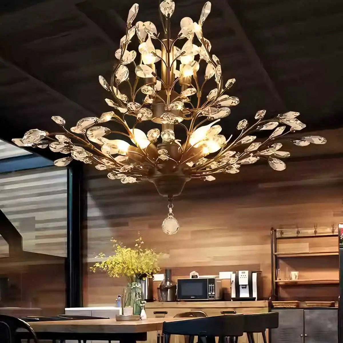 flairel Tree Branch Crystal Chandelier for Living Room
