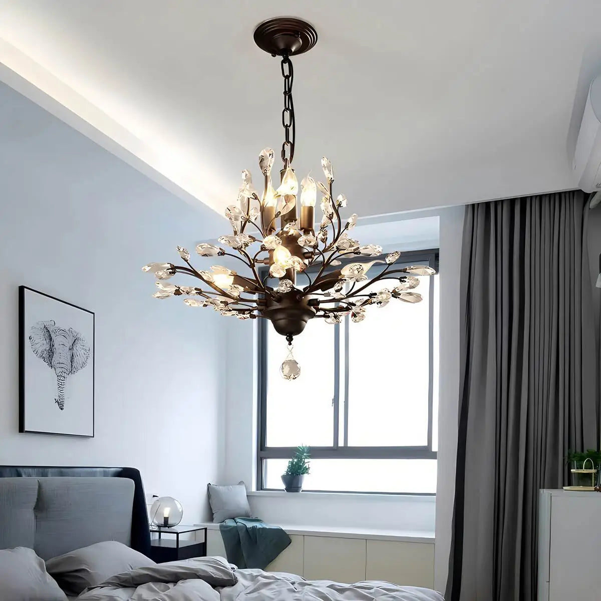 flairel Tree Branch Crystal Chandelier for Living Room