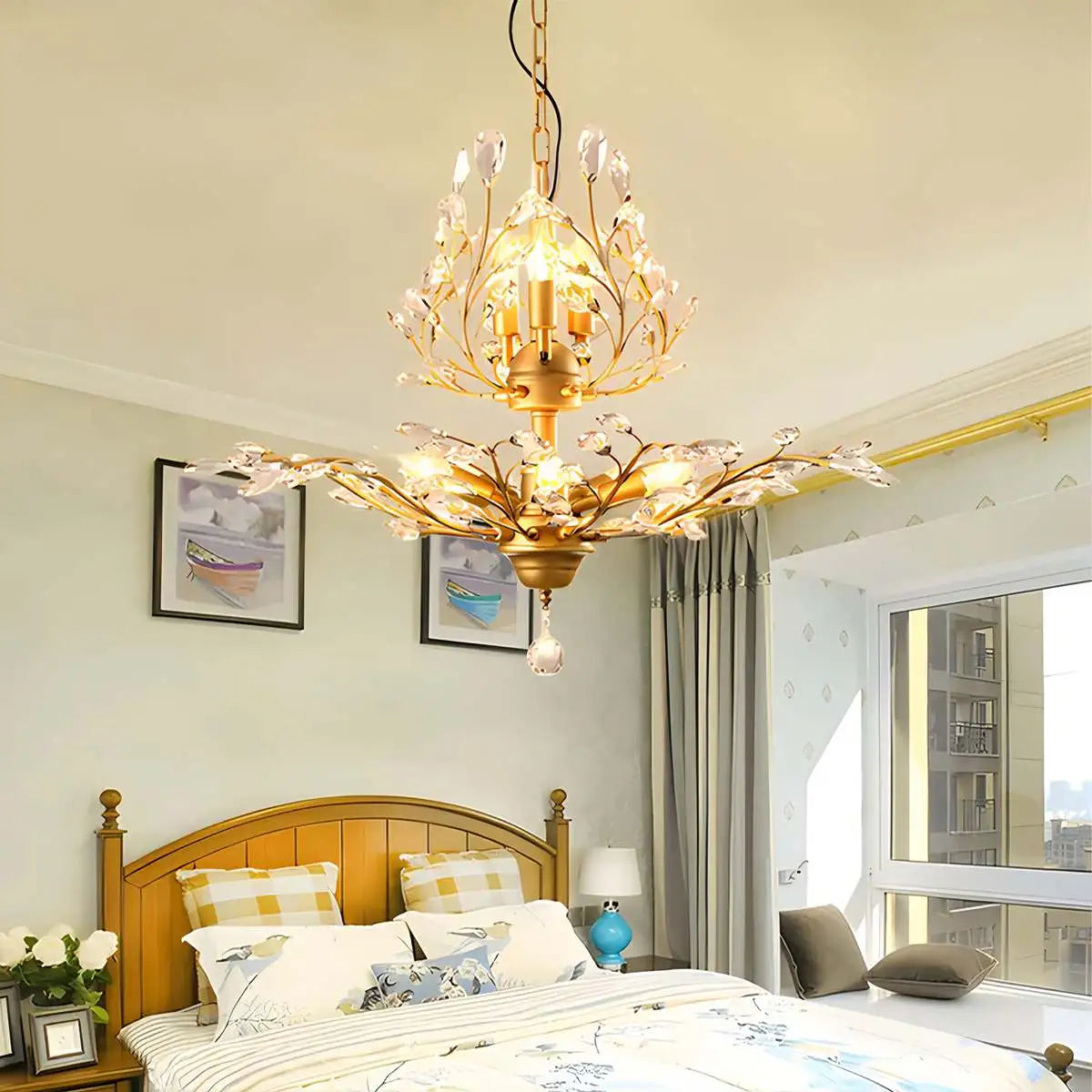 flairel Tree Branch Crystal Chandelier for Living Room