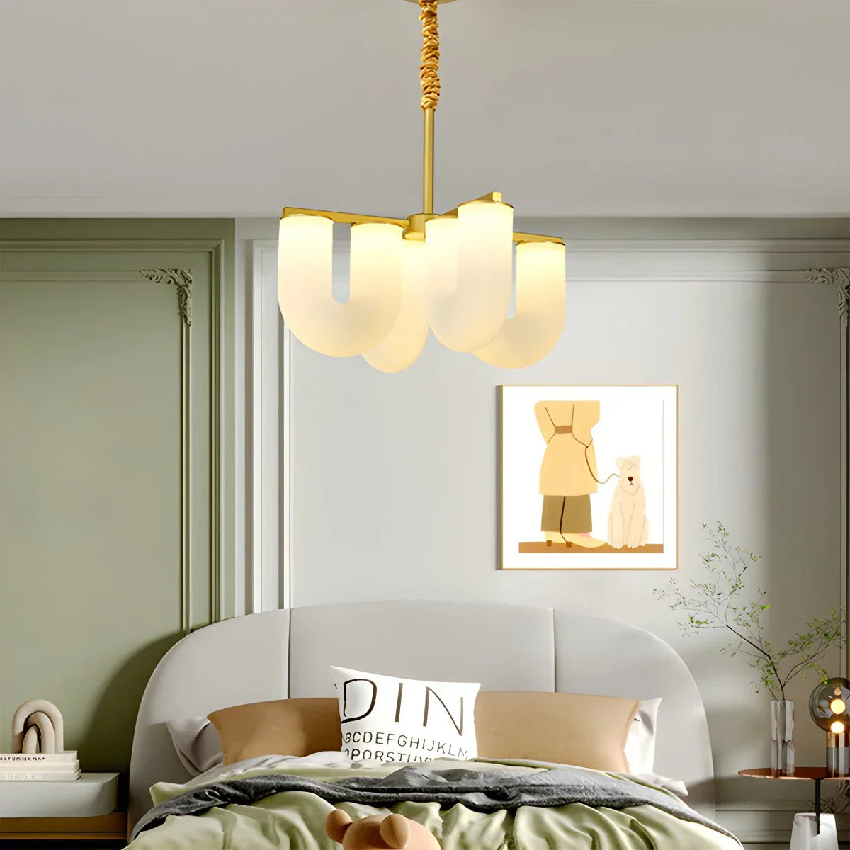 flairel U-Shaped Milk Glass Chandelier