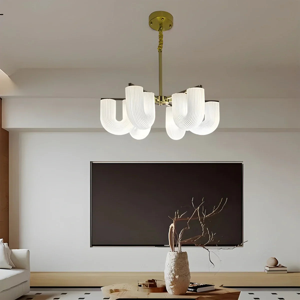 flairel U-Shaped Milk Glass Chandelier