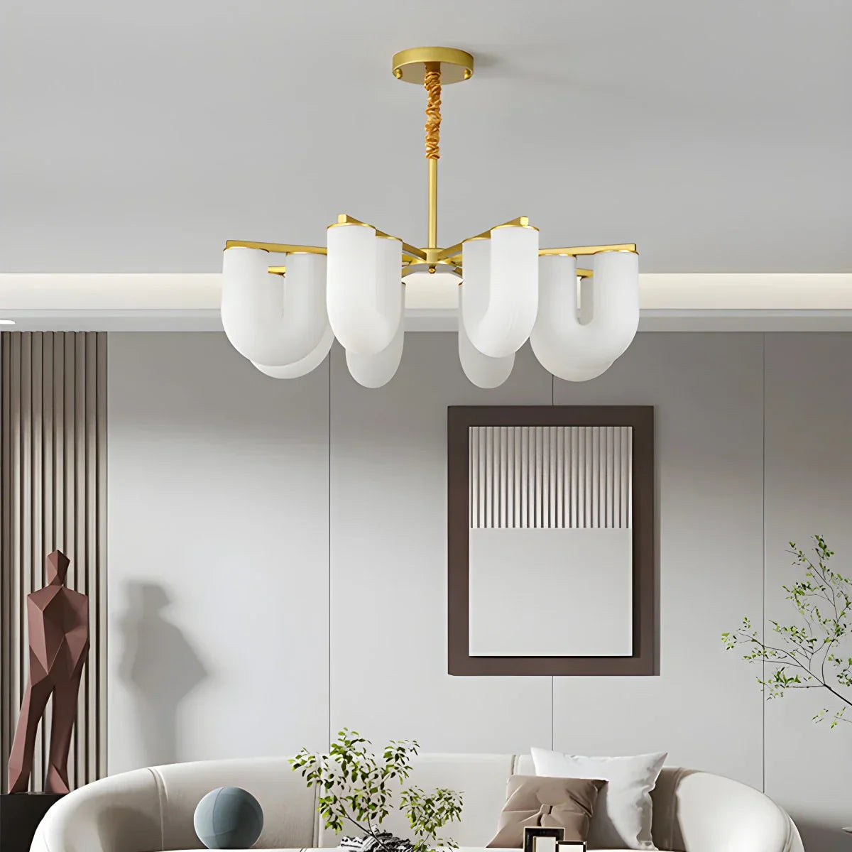 flairel U-Shaped Milk Glass Chandelier