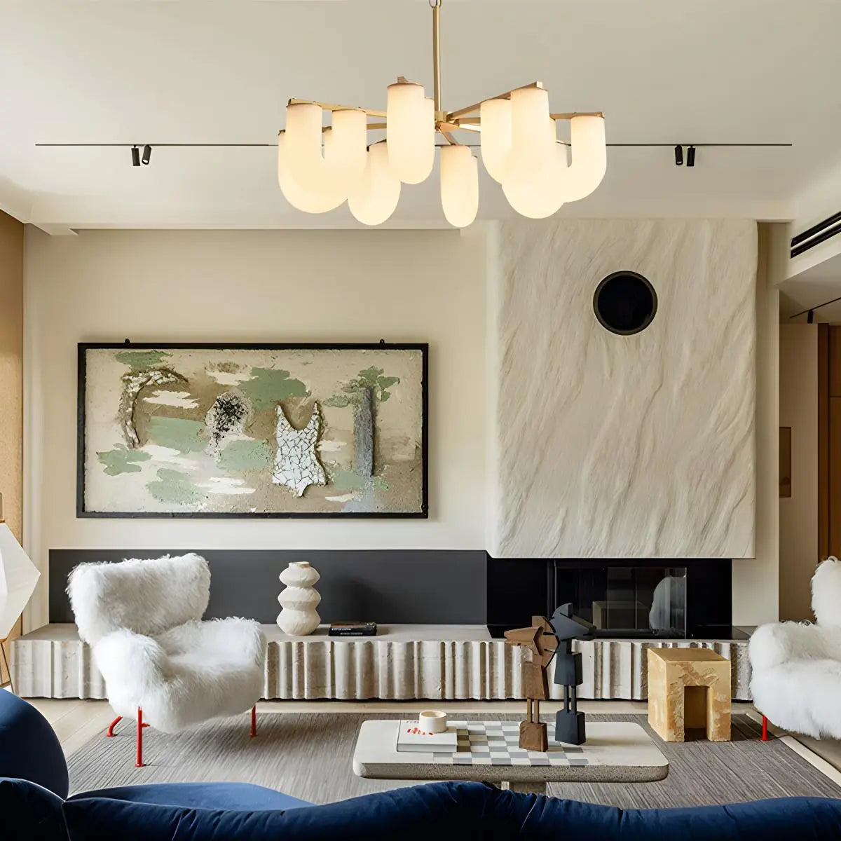 flairel U-Shaped Milk Glass Chandelier