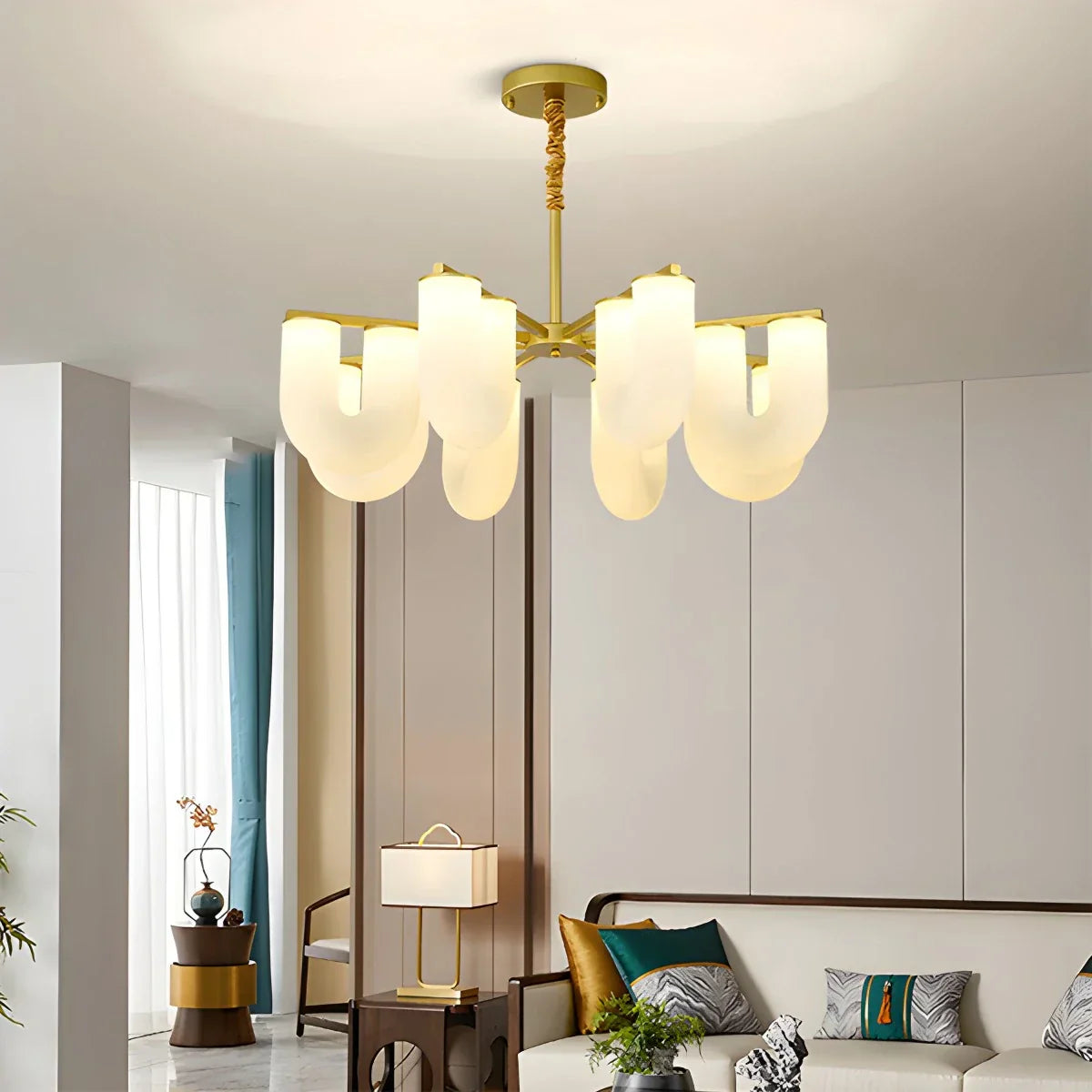 flairel U-Shaped Milk Glass Chandelier